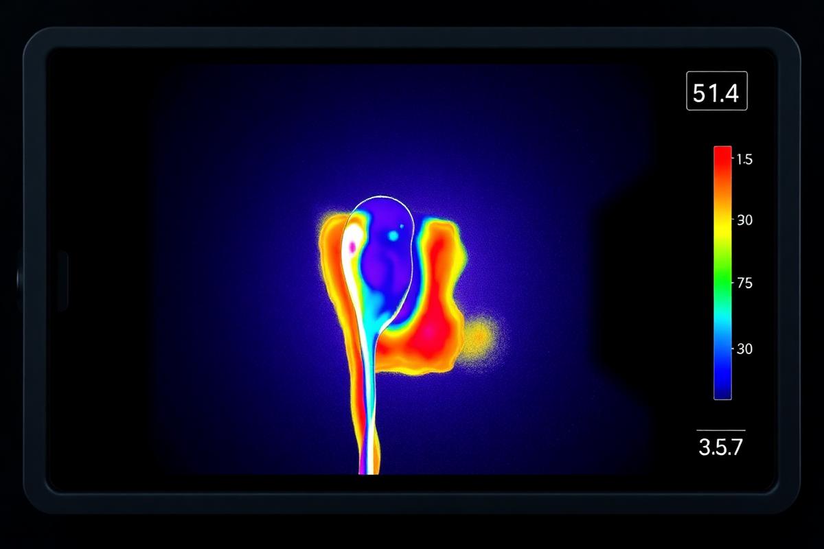 Câmera termográfica detectando vazamento